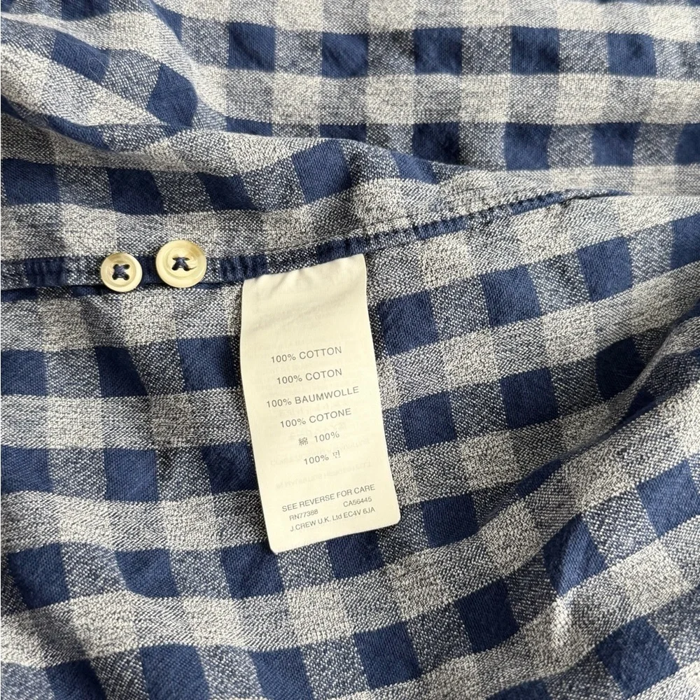 J. Crew Mens Checkered Button Long Sleeve Collar Shirt | Size M | Blue & Gray